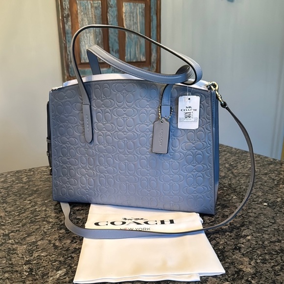 Coach Gray embossed Bag with Signature embossed logo NWT - Picture 4 of 16